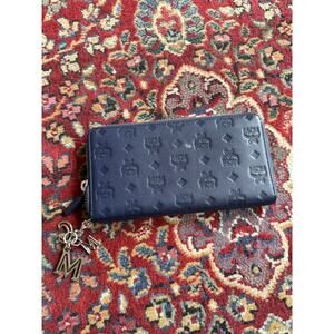 Michael Cromer Designer Blue Monogram Leather Wallet